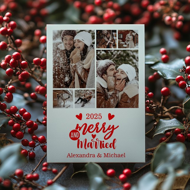 Tarjeta Festiva 6 Photo Minimialist Merry and Married  (Subido por el creador)