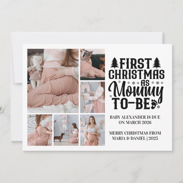 Tarjeta Festiva 6 Photo Mommy to be Christmas Pregnancy  (Anverso)