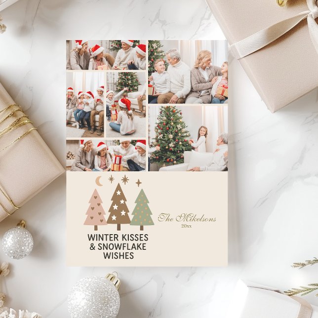 Tarjeta Festiva 6 Photo Retro Winter Kisses & Snowflake Wishes (Subido por el creador)