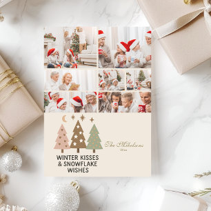 Tarjeta Festiva 7 Besos de invierno retro fotográfico y deseos de 