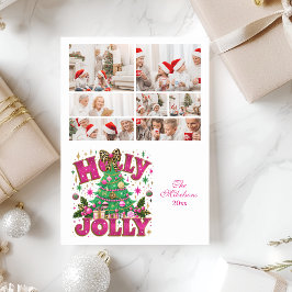 Tarjeta Festiva 7 Brillo Fotográfico Arco de Leopardo Holly Jolly