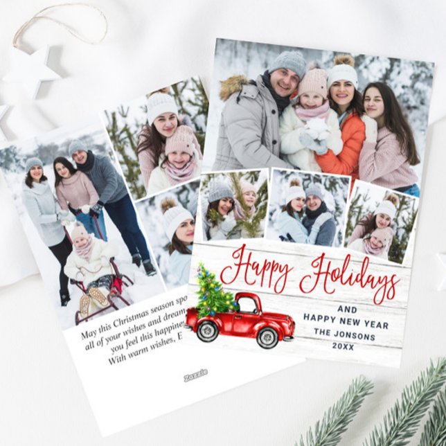 Tarjeta Festiva 7 Fotografía Merry Christmas Red Farm Truck (Subido por el creador)