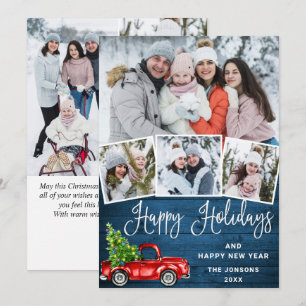 Tarjeta Festiva 7 Fotografía Merry Christmas Red Farm Truck
