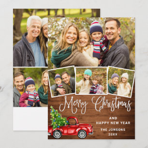 Tarjeta Festiva 7 Fotografía Merry Christmas Red Farm Truck