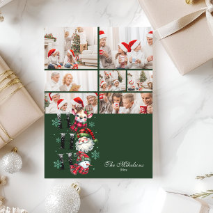 Tarjeta Festiva 7 Navidades de foto retro de Santa y amigos
