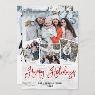 Tarjeta Festiva 7 Navidades de FOTO Saludo Rústico de Birch Bark