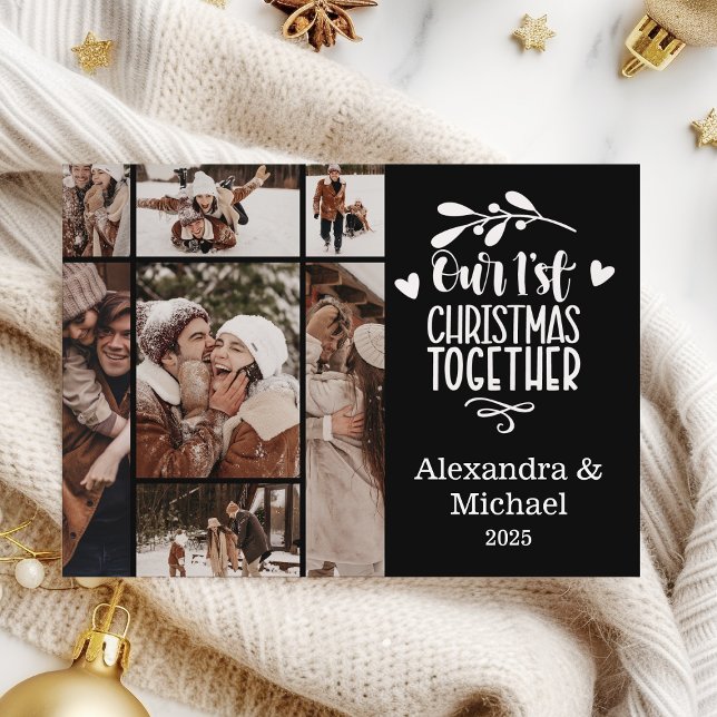 Tarjeta Festiva 7 Photo Minimalist First Christmas Together (Subido por el creador)