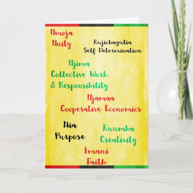 Tarjeta Festiva 7 principios de Kwanzaa (Anverso)