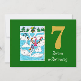 Tarjeta Festiva 7 Swans un Personalizado de animales con sabor a n