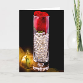 Tarjeta Festiva 8868-C-Rosa Roja con ornamento cruzado