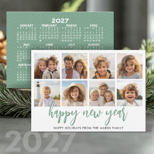 Tarjeta Festiva 8 Collage de Fotos - Calendario HNY 2027