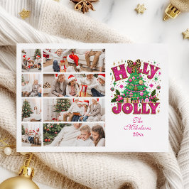 Tarjeta Festiva 8 Foto Brillo Leopardo Lazo Holly Jolly