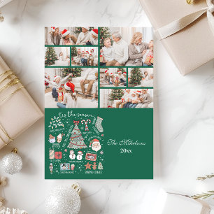 Tarjeta Festiva 8 Foto: Navidades Retro Verde De Temporada
