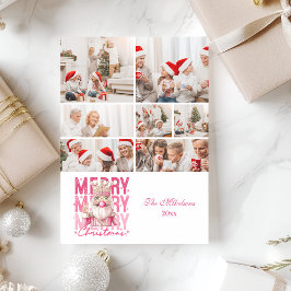 Tarjeta Festiva 8 Foto Navideño Vintage Rosa Cascanueces