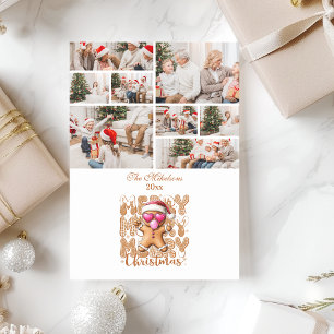 Tarjeta Festiva 8 Foto Pan de Jengibre Navideño Adorable Feliz Nav