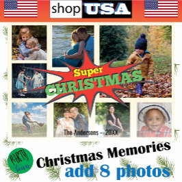 Tarjeta Festiva 8 Navidades ✨ Collage de fotografía familiar