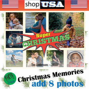 Tarjeta Festiva 8 Navidades ✨ Collage de fotografía familiar