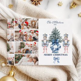Tarjeta Festiva 8 Navidades de la serie azul Chinoiserie Nutcracke