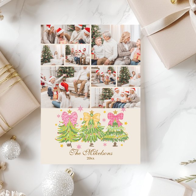 Tarjeta Festiva 8 Photo Bright Ribbon Trees Holiday Family (Subido por el creador)