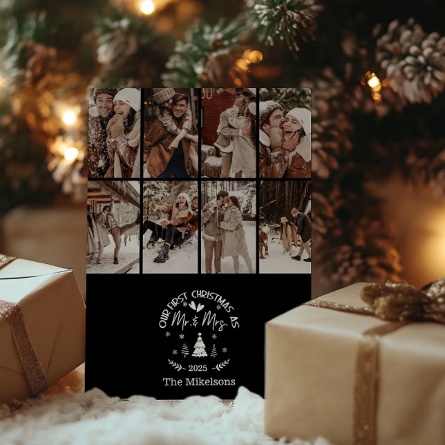 Tarjeta Festiva 8 Photo First Christmas as Mr. & Mrs (Subido por el creador)