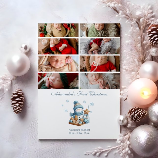 Tarjeta Festiva 8 Photo First Christmas Birth Announcement (Subido por el creador)