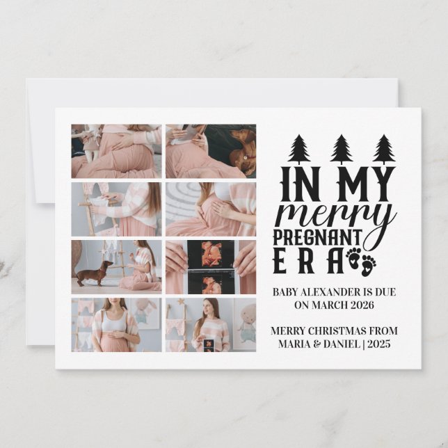 Tarjeta Festiva 8 Photo In My Merry Pregnant Era Christmas (Anverso)