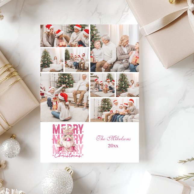 Tarjeta Festiva 8 Photo Vintage Pink Nutcracker Christmas  (Subido por el creador)