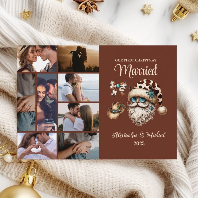 Tarjeta Festiva 8 Photo Western First Christmas Married (Subido por el creador)