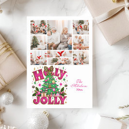 Tarjeta Festiva 9.º Purpurina de fotografía Leopard Bow Holly Joll