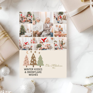 Tarjeta Festiva 9 Besos de invierno retro fotográfico y deseos de
