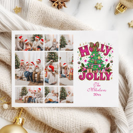 Tarjeta Festiva 9 Brillo de Foto Leopardo Lazo Holly Jolly