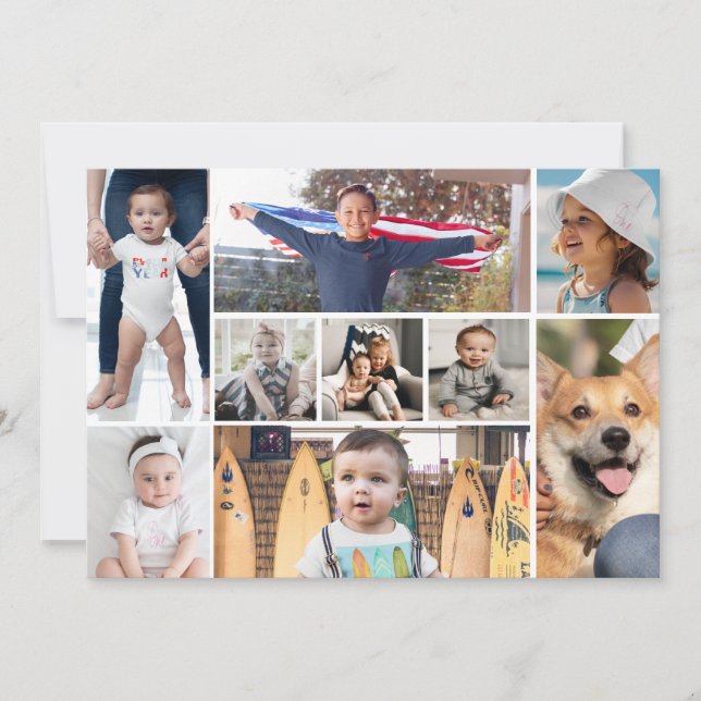 Tarjeta Festiva 9 Collage de fotos de imágenes (Anverso)