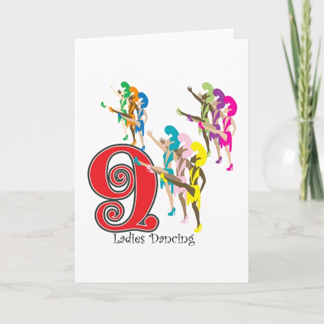 Tarjeta Festiva 9 Damas Danzando (Anverso)