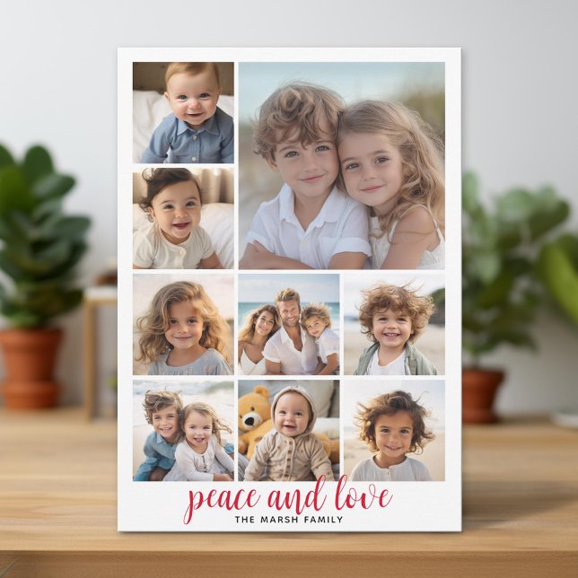 Tarjeta Festiva 9 Foto búfalo Navidades rojos paz y amor (Unique Photo Card)