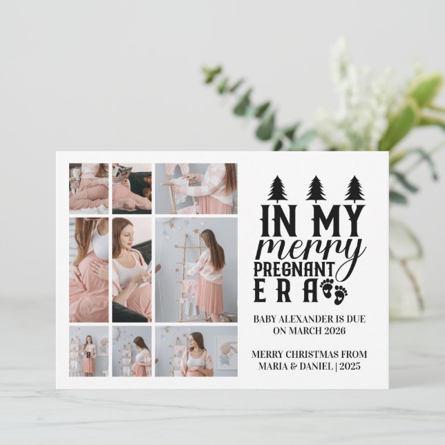 Tarjeta Festiva 9 Foto De Mis Navidades De La Época De Embarazadas (Anverso de pie)