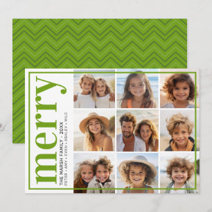 Tarjeta Festiva 9 Foto Desplazada - Alegre Negrita - Verde - 