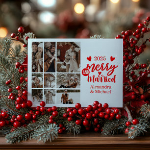 Tarjeta Festiva 9 Foto Minimalista Feliz y Casada