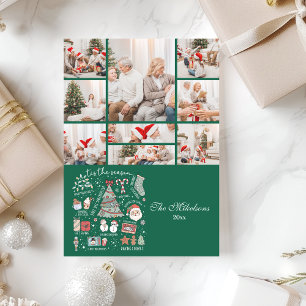 Tarjeta Festiva 9 Foto: Navidades Retro Verde De Temporada