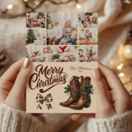 Tarjeta Festiva 9 Navidades de Photo Western Bow & Boots