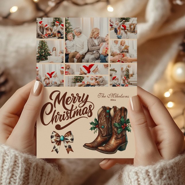 Tarjeta Festiva 9 Navidades de Photo Western Bow & Boots (Subido por el creador)