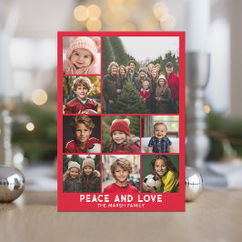 Tarjeta Festiva 9 Navidades de rayas fotográficas Red Peace and Lo