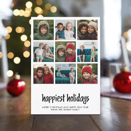 Tarjeta Festiva 9 Navidades mínimos más felices para la foto blanc