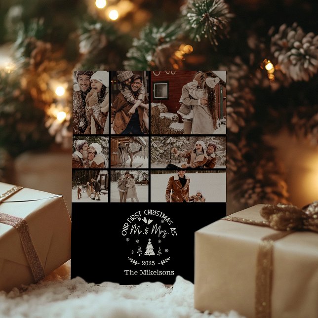 Tarjeta Festiva 9 Photo First Christmas as Mr. & Mrs (Subido por el creador)