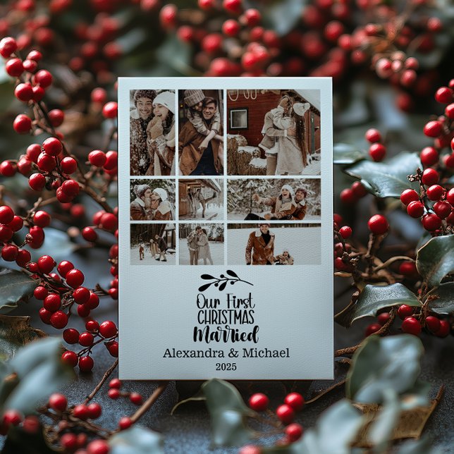 Tarjeta Festiva 9 Photo Minimialist Our First Christmas Married (Subido por el creador)