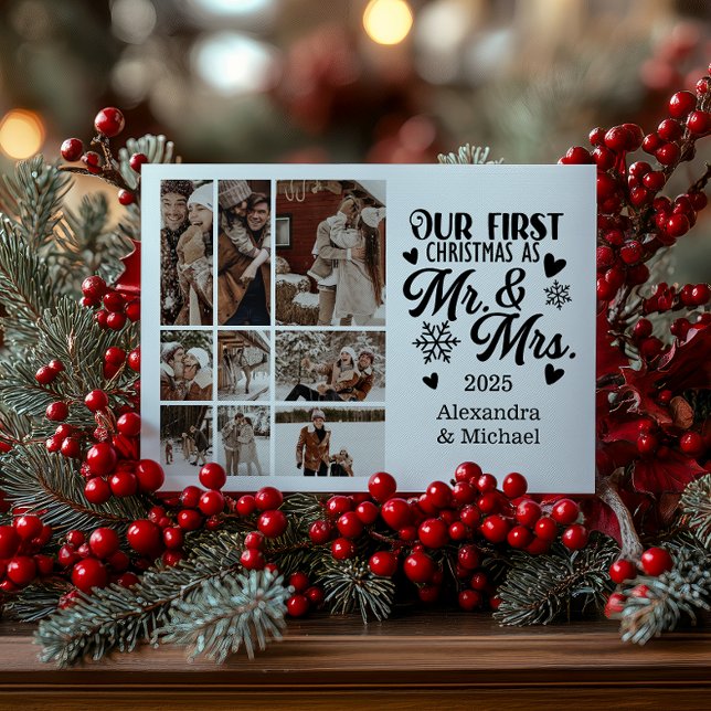 Tarjeta Festiva 9 Photo Snowflakes Christmas Mr and Mrs  (Subido por el creador)