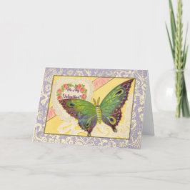 Tarjeta Festiva a butterfly on lace Be my Valentine