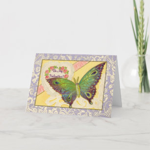 Tarjeta Festiva a butterfly on lace Be my Valentine