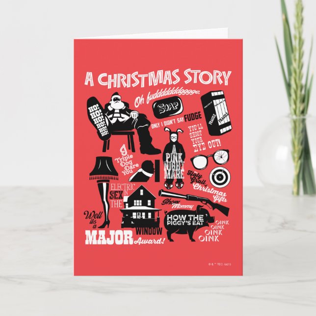 Tarjeta Festiva A Christmas Story Icons Graphic (Anverso)