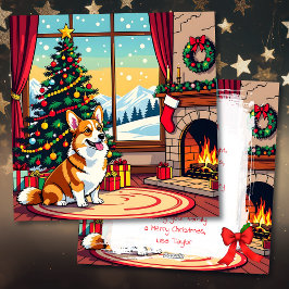 Tarjeta Festiva A Cute Corgi Christmas Personalized