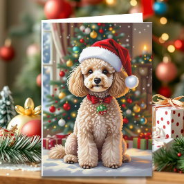Tarjeta Festiva A Cute Poodle Christmas Personalized